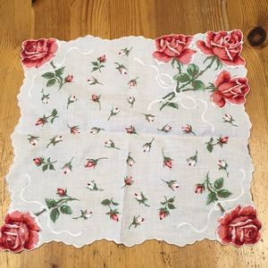 Vintage Red Rose Handkerchief